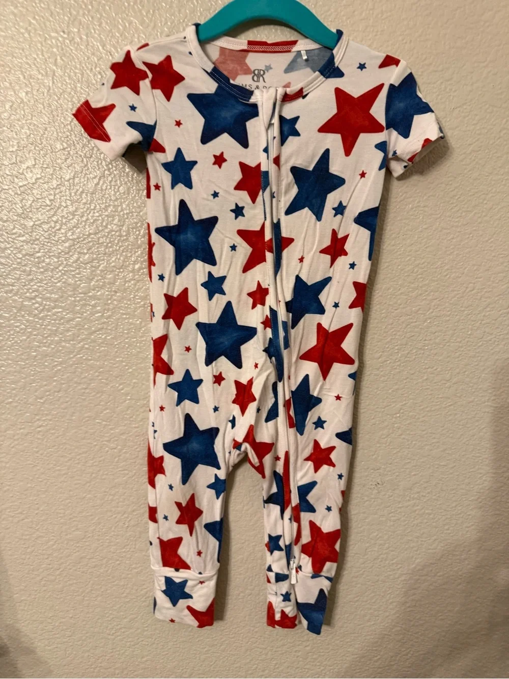 Kids Star-Print Zip One-Piece Pajama - Red & Blue